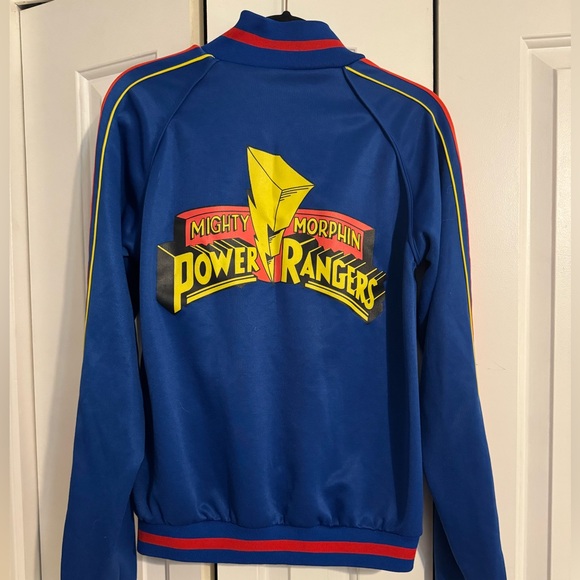 Vintage MMPR Power Rangers Blue Long Sleeved Retro Track Jacket Mens Size Medium - Picture 4 of 6
